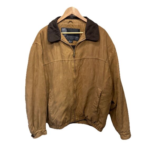 Weatherproof Tan Micro Suede Barn Jacket XXL Chore Coat Work Zip Vintage 90s - Picture 1 of 11